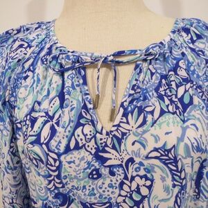 Lilly Pulitzer Royal Blue 60 Animals Willa Top Medium
